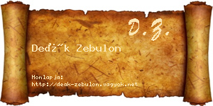 Deák Zebulon névjegykártya